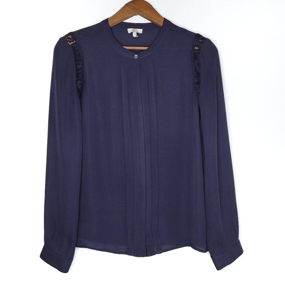 Joie | Silk Button-up Long Sleeve Blouse Navy XS